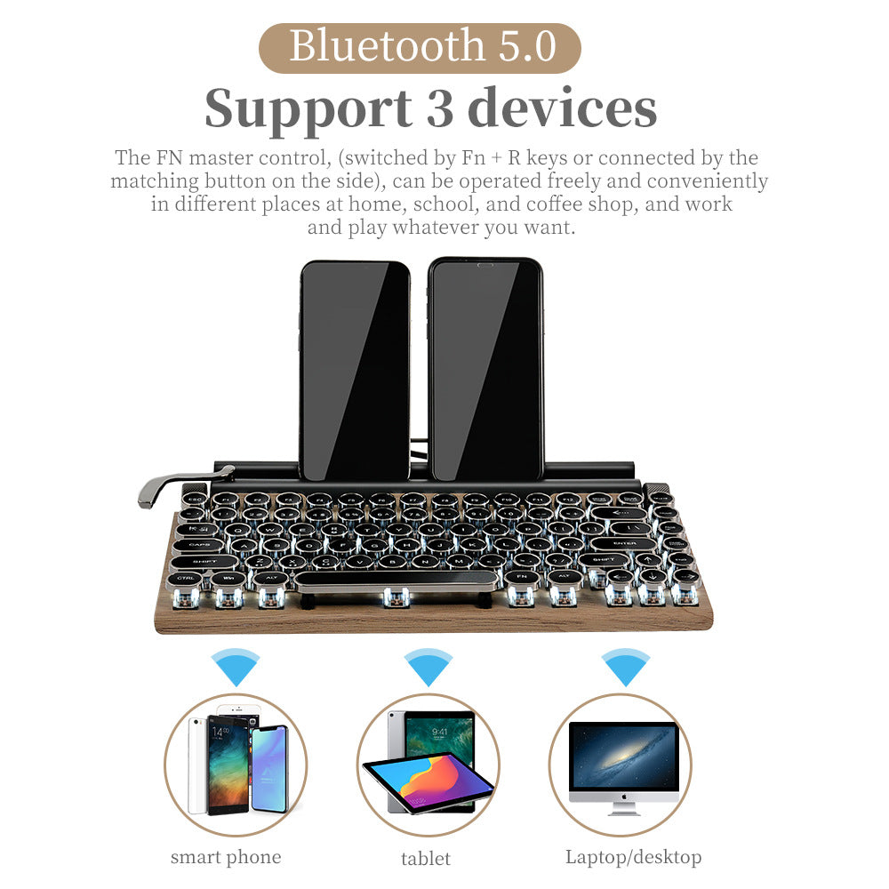 Punk Retro Typewriter Bluetooth Mechanical Keyboard