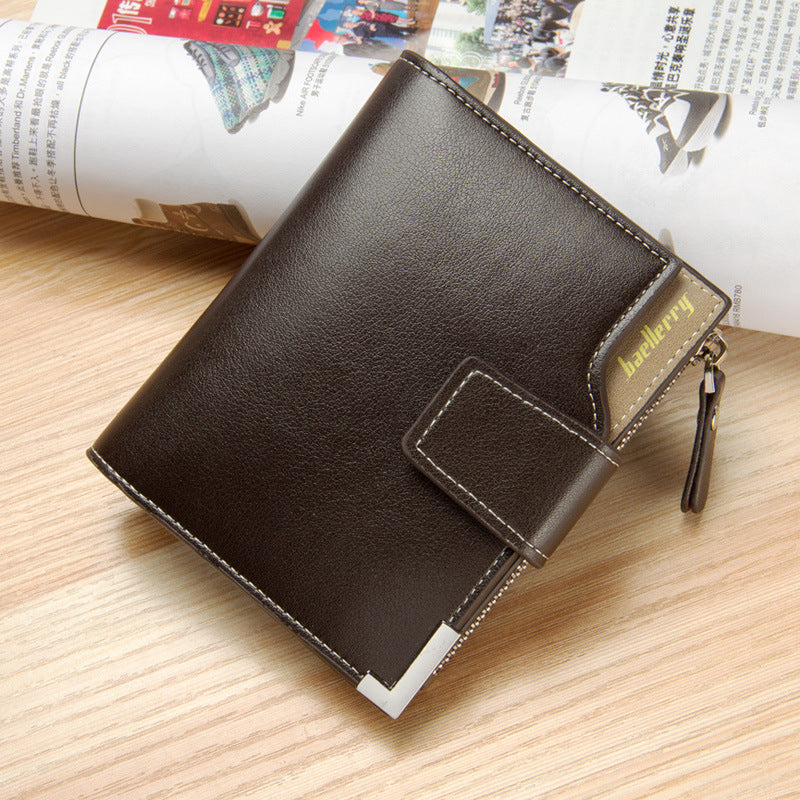 Men&#39;s Wallet Multi-function Wallet With Zipper Buckle Tri-fold Coin Purse