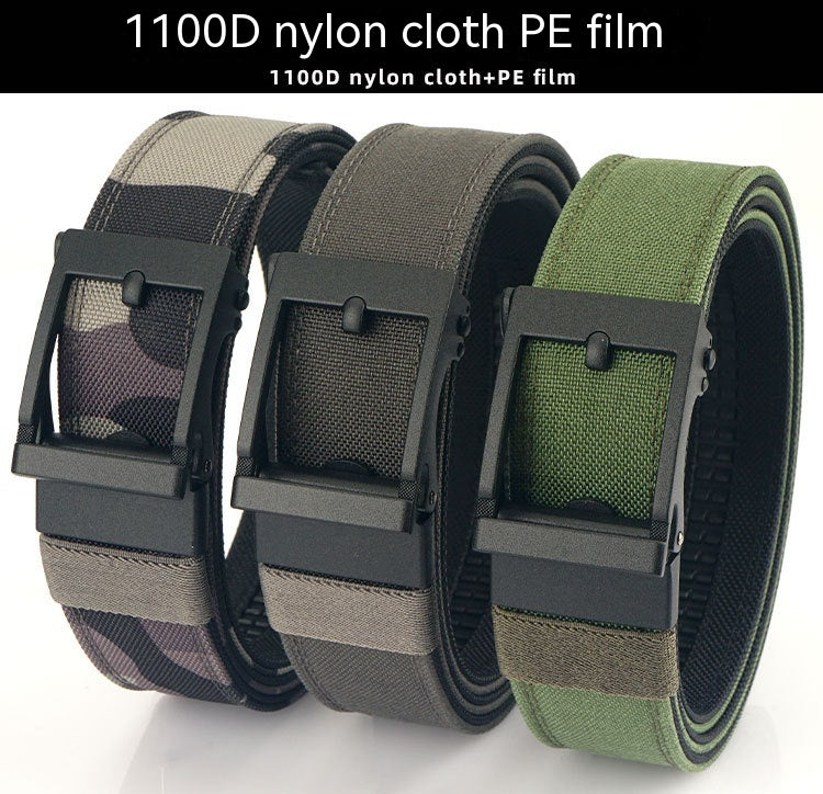 Outdoor Casual Dual-use Men&#39;s Automatic Buckle Belt Thickened Hardened Double-layer Hanging