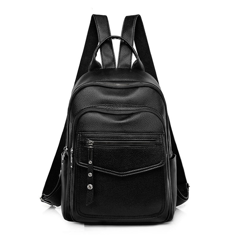 Casual Backpack Simple Large Capacity Solid Color Mother Bag
