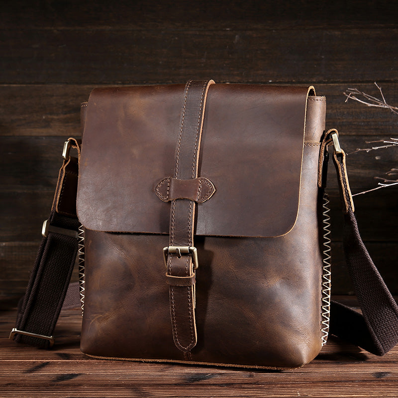 Men&#39;s Leather Top Leather Messenger Bag