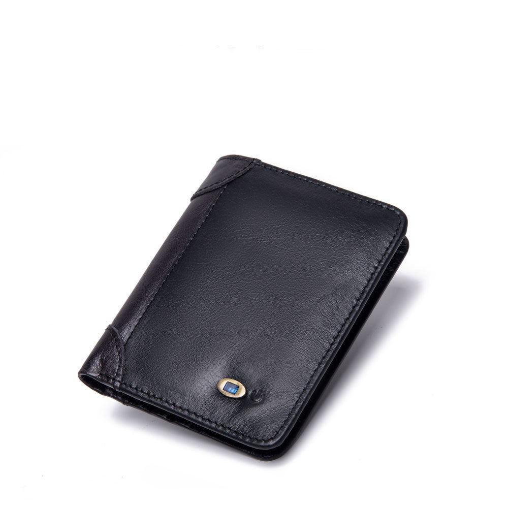 Men&#39;s Leather Multi-card Smart Anti-lost Wallet