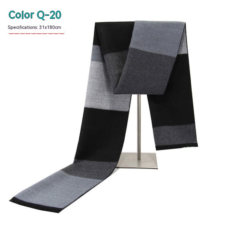 Men&#39;s Striped Winter Warm Artificial Cashmere Scarf