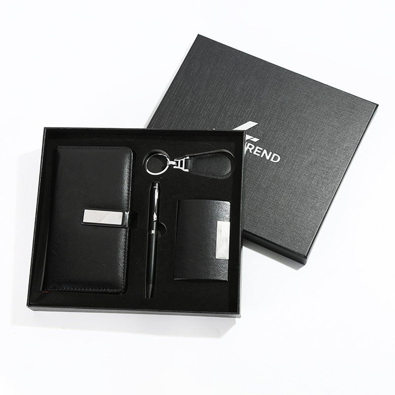 Notebook Signature Pen Suit Keychain Business Card Holder Four-piece Set Gift Set