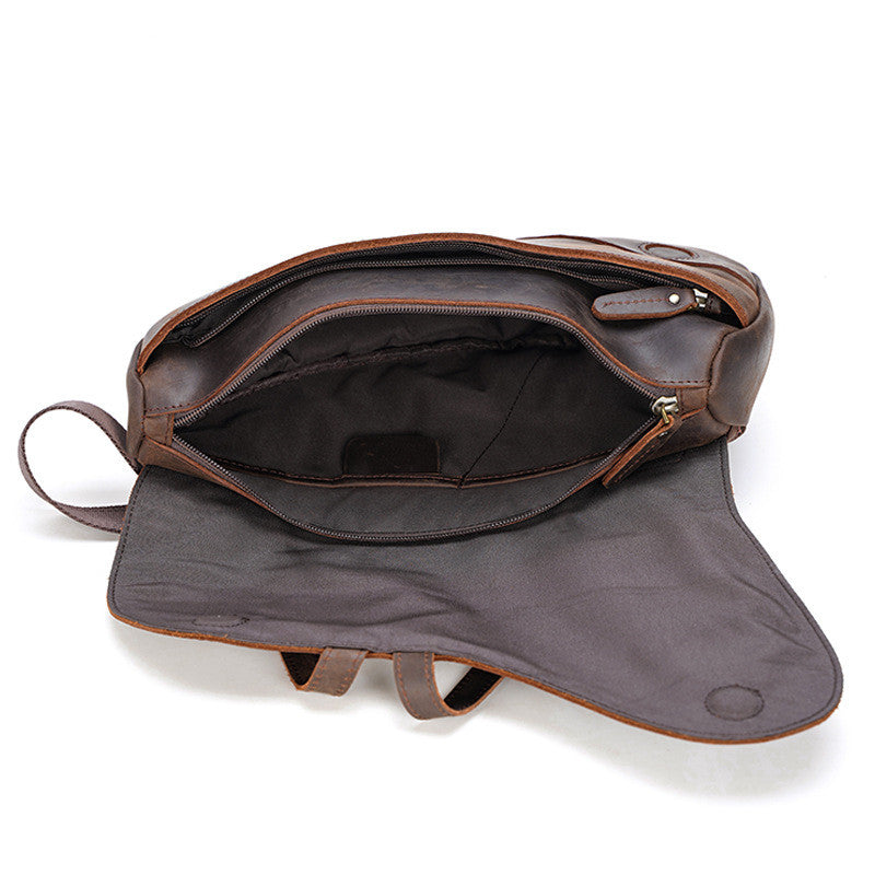 Retro Men&#39;s Chest Bag, Saddle Bag, Leather Shoulder Bag, Outdoor Sports Diagonal Bag