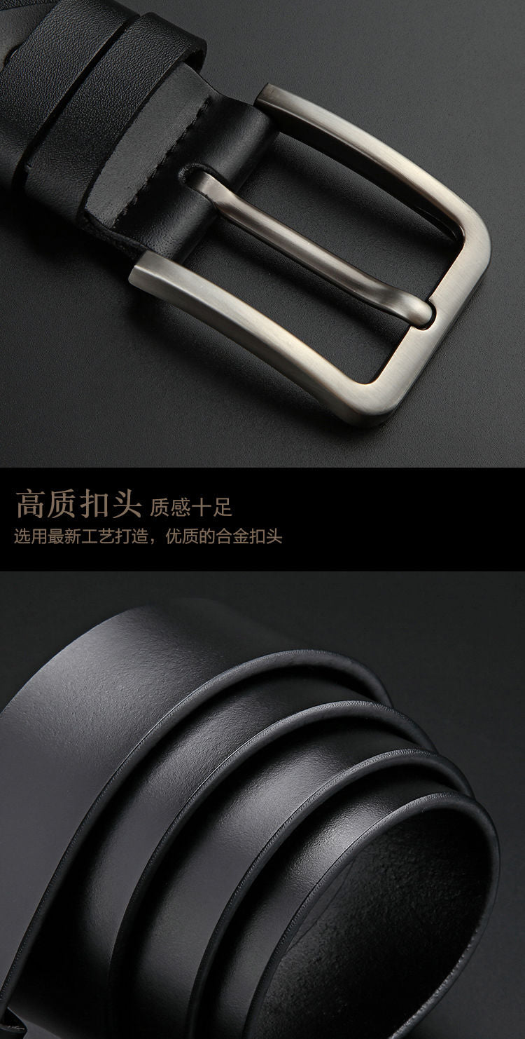 Men&#39;s single-layer leather perforated belt