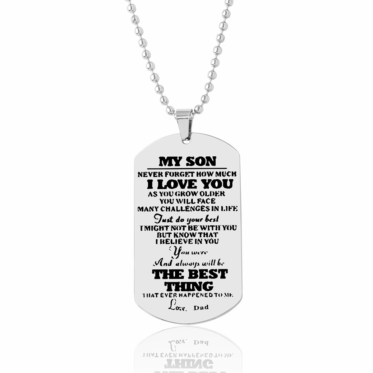 I Love You Grand Army Brand Silver Black Stainless Steel Pendant Necklace For Daughter Son