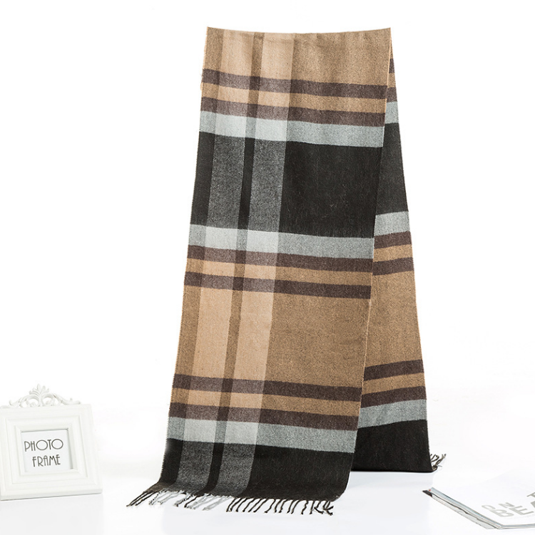 All-match Simple Men&#39;s Plaid Warm Scarf