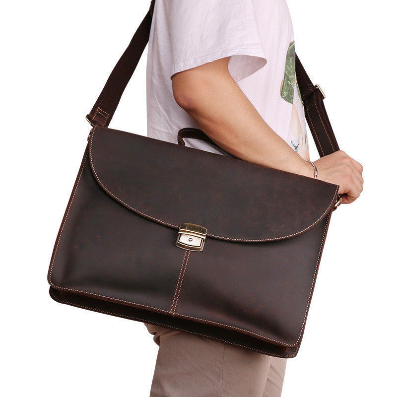 New Casual Retro Leather Cross Section Men&#39;s Bag