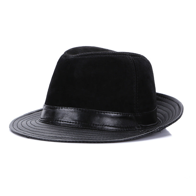 Men&#39;s Fashion Casual Authentic Leather Sheepskin Top Hat
