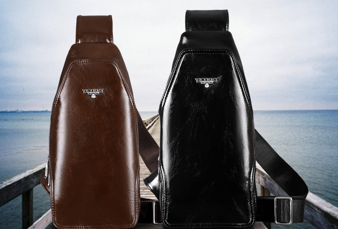 Men&#39;s Fashion Crossbody Bag Theftproof Leather Business Sling Bags Male Casual Chest Bags Shoulder Bags Chest Waist Pack