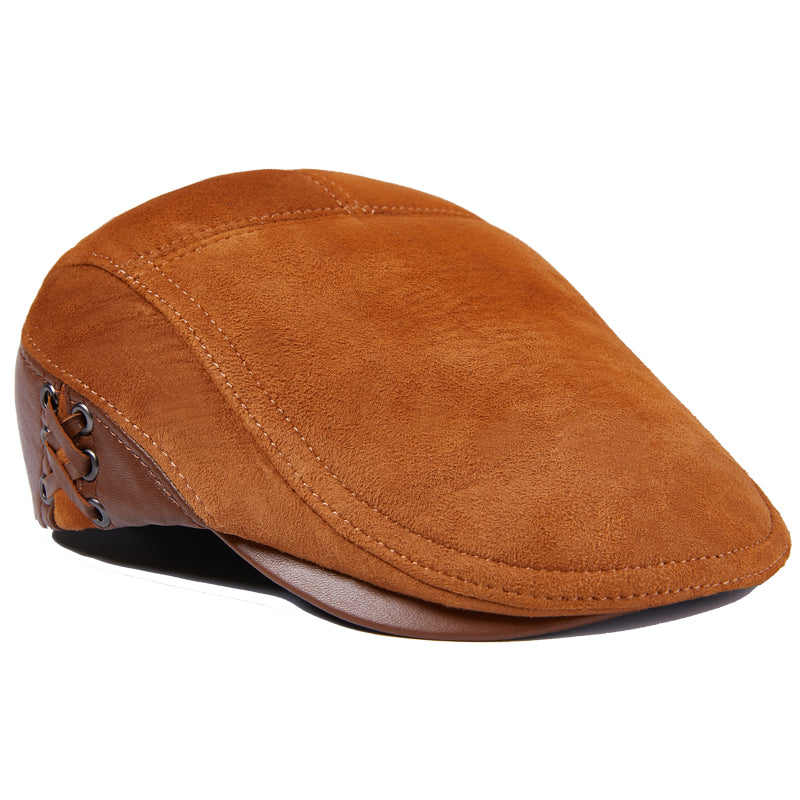 Men&#39;s Cowhide Beret Leather Hat