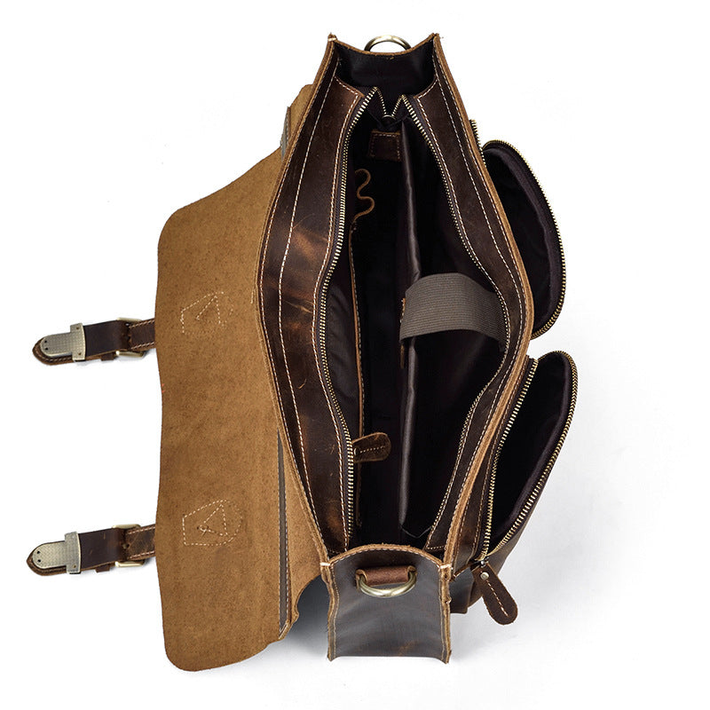 Men&#39;s Fashion Personality Leather Retro Portable Briefcase