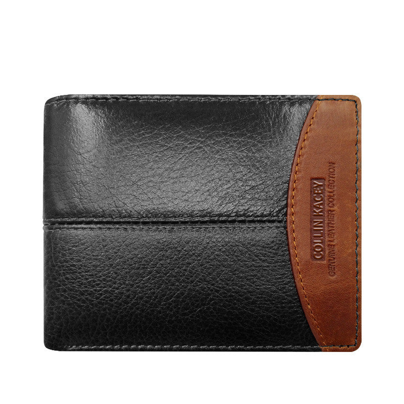 Men&#39;s Cowhide Bag Fashion Short Wallet Multi-card Wallet