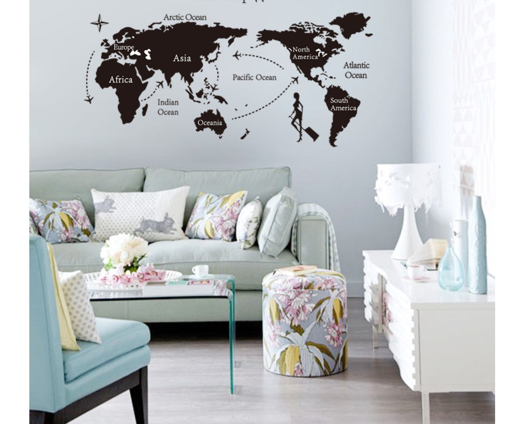 Travel Chart Bedroom Background Wall Sticker