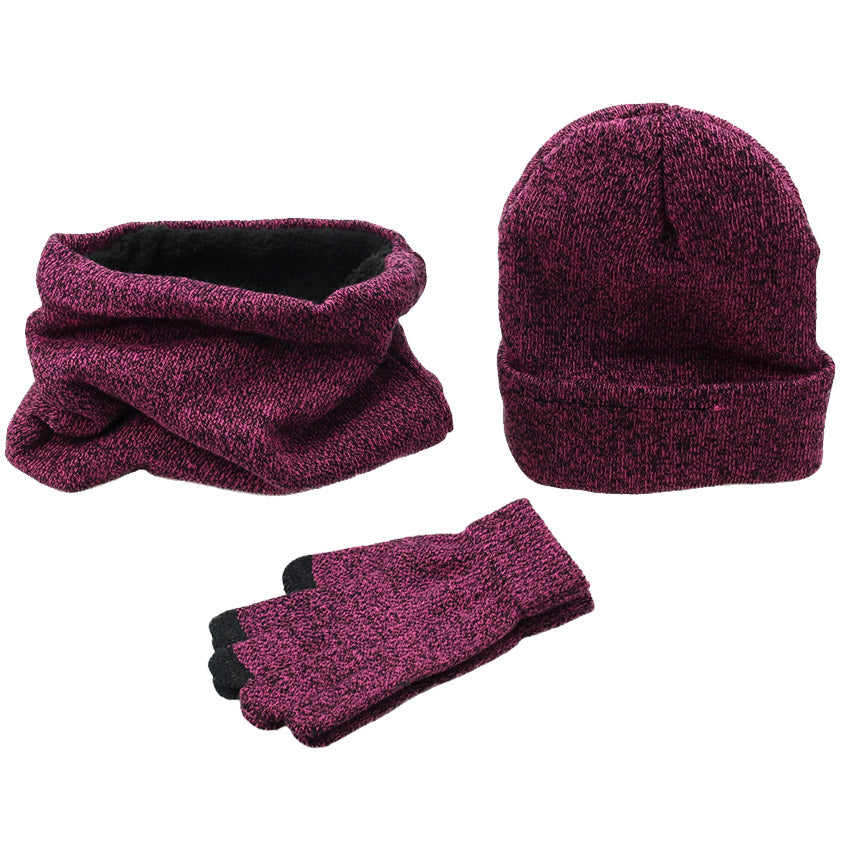 Winter men&#39;s hats, scarves, gloves, suits, fashion knitting and velvet hats, scarves, kits, men&#39;s 3 pieces/sets