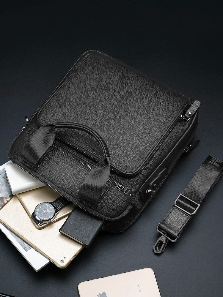 First layer cowhide shoulder messenger bag