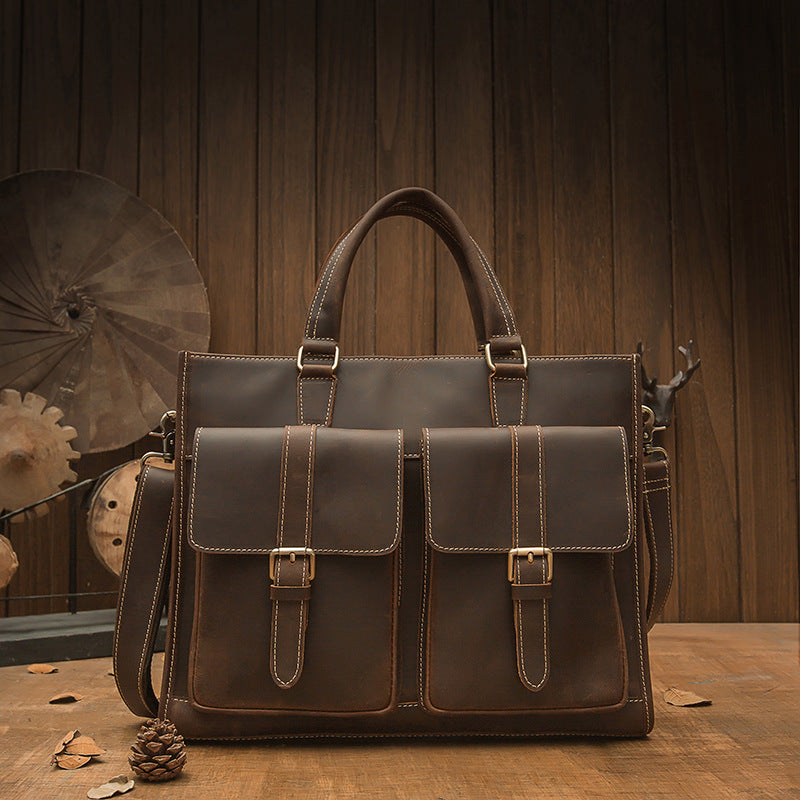 Handmade Vintage Leather Men&#39;s Briefcase