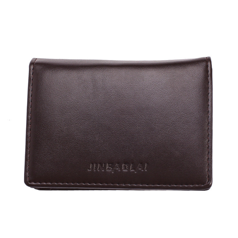 PU Leather Men&#39;s Plain Weave Business Card Bag