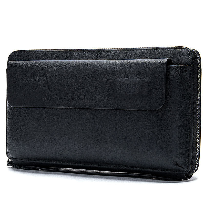 Men&#39;s Wallet Leather Long Zipper Clutch Leather Multi-Card Position Youth Trendy Wallet