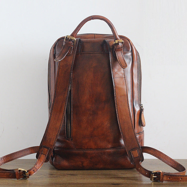 Vintage Rubbed Color Handmade Top Layer Leather Travel Bag