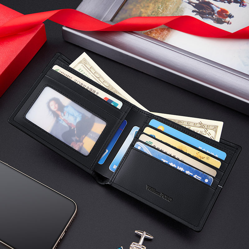 Wallet Men&#39;s Business Cowhide Fashion Black