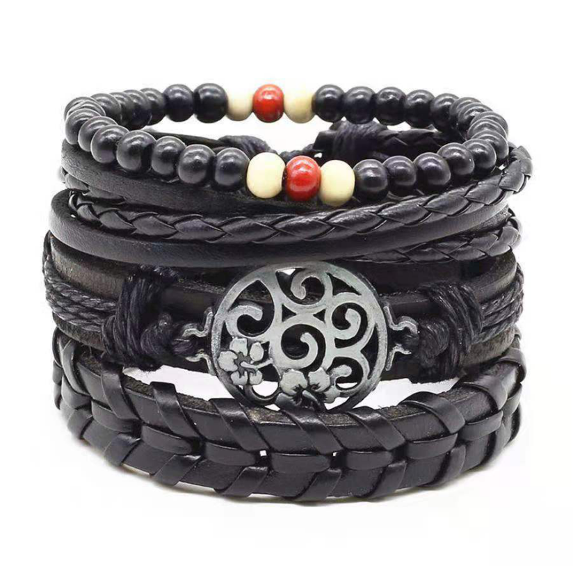 Men&#39;s Leather Vintage Braided Bracelet