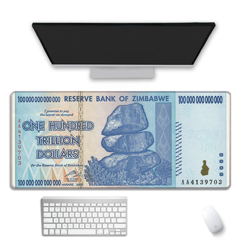 Personalized World Currency Mouse Overlock Desk Pad