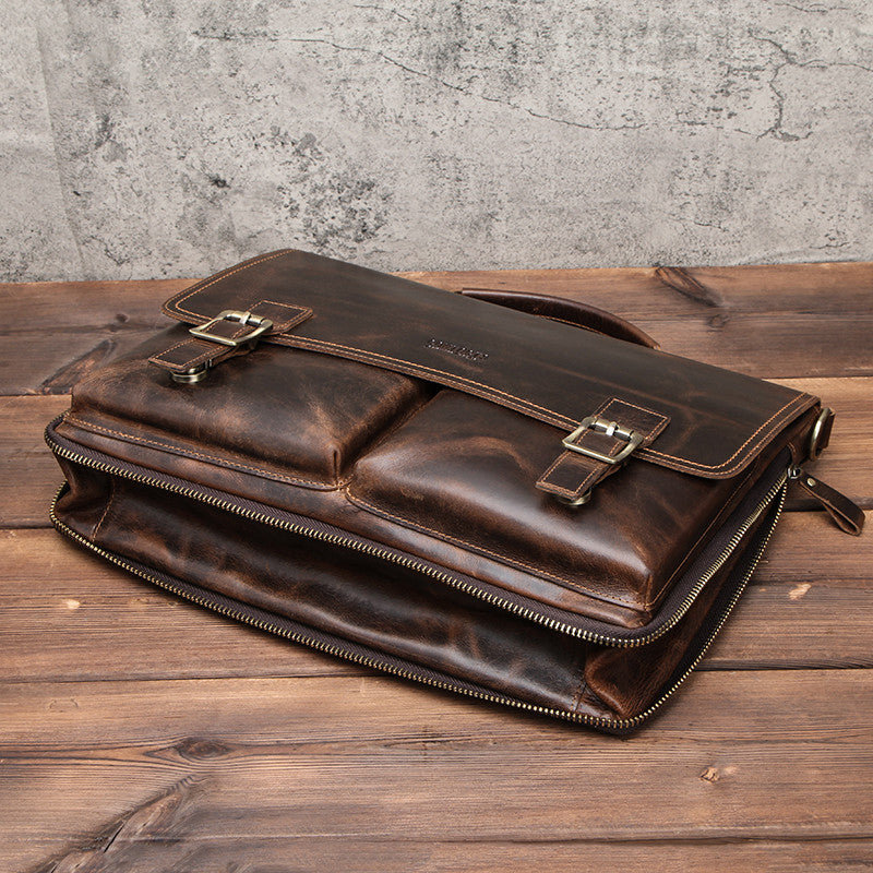Leather men&#39;s business briefcase