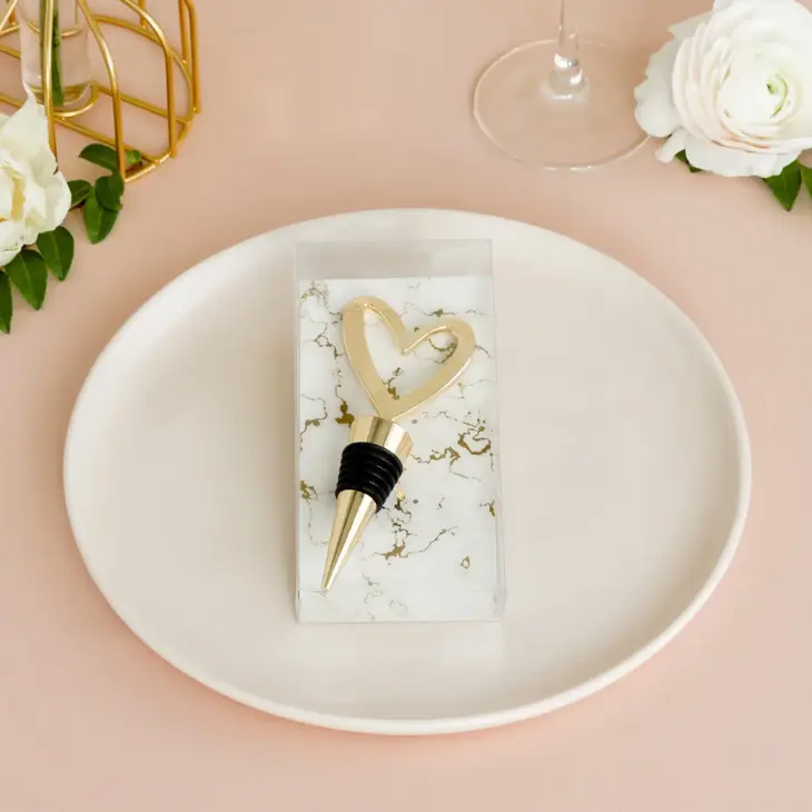 Gold Metal Wine Bottle Stopper - Heart