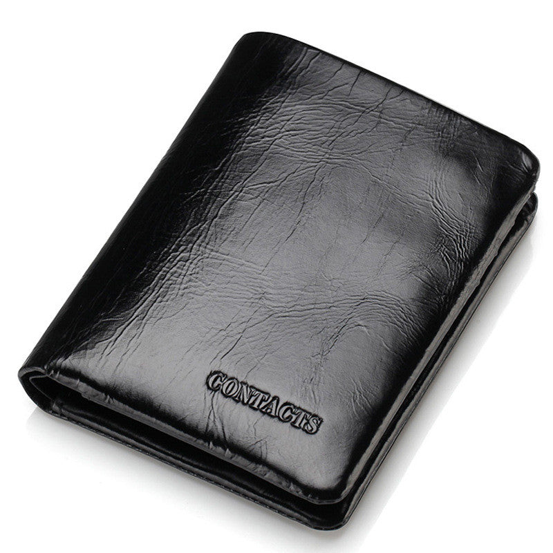 Genuine Leather Men&#39;s Wallet Fashion Oil Wax Leather