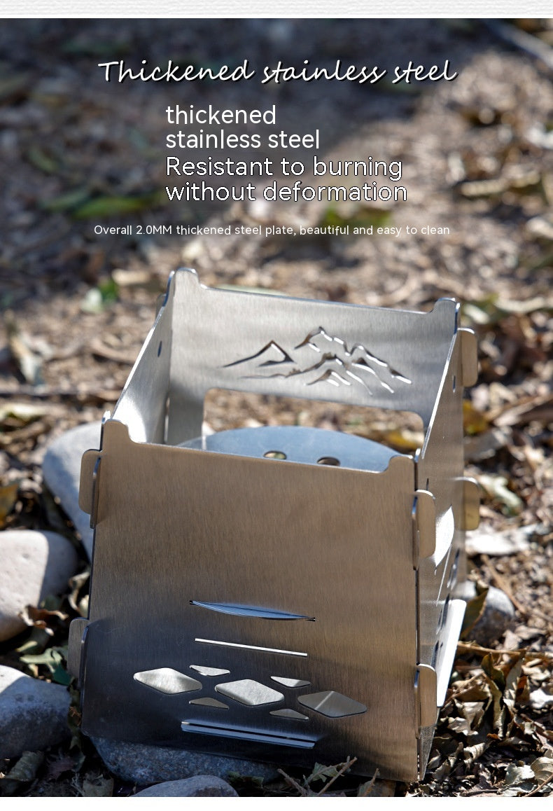 Outdoor Square Card Firewood Stove Mini Stainless Steel
