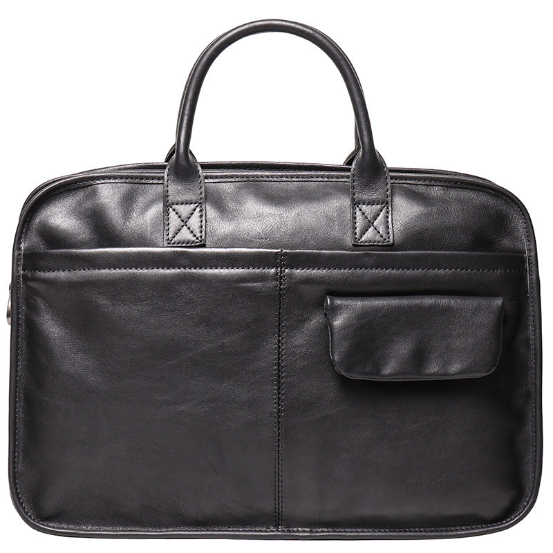 Men&#39;s Leather One Shoulder Crossbody Large Capacity Portable Briefcase