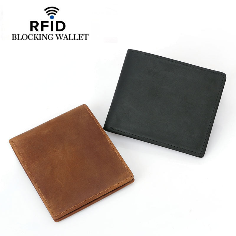 RFID Leather Bifold Retro Men&#39;s Wallet