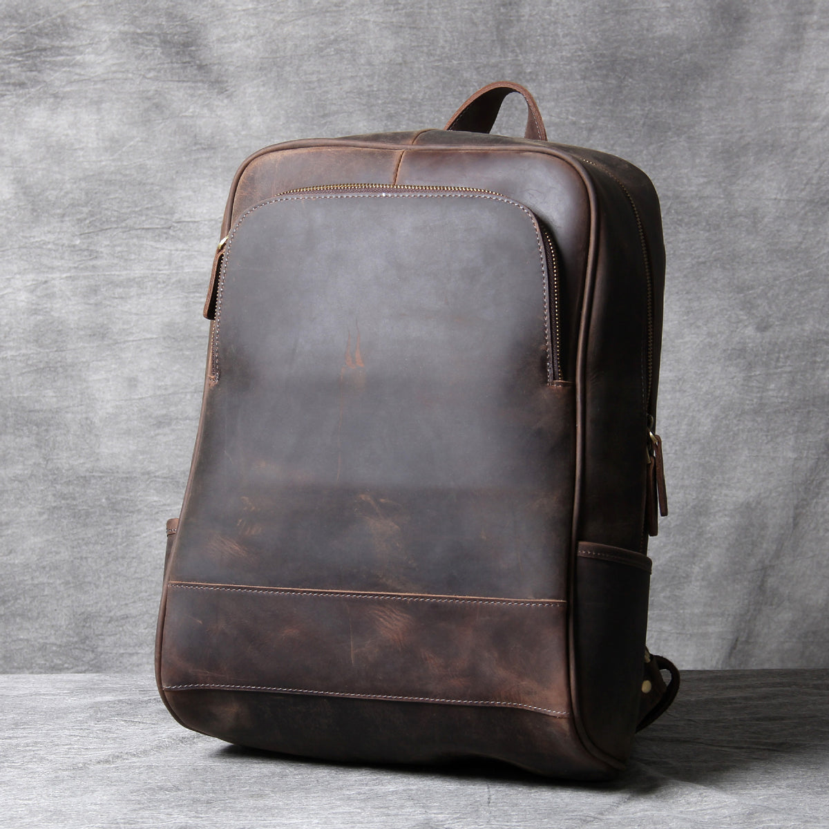 Retro First Layer Cowhide Men&#39;s Backpack Leather