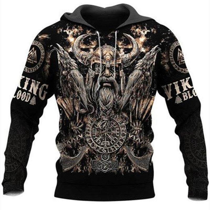 Fashion Street Trend Men&#39;s Viking Mythology Sweatshirt