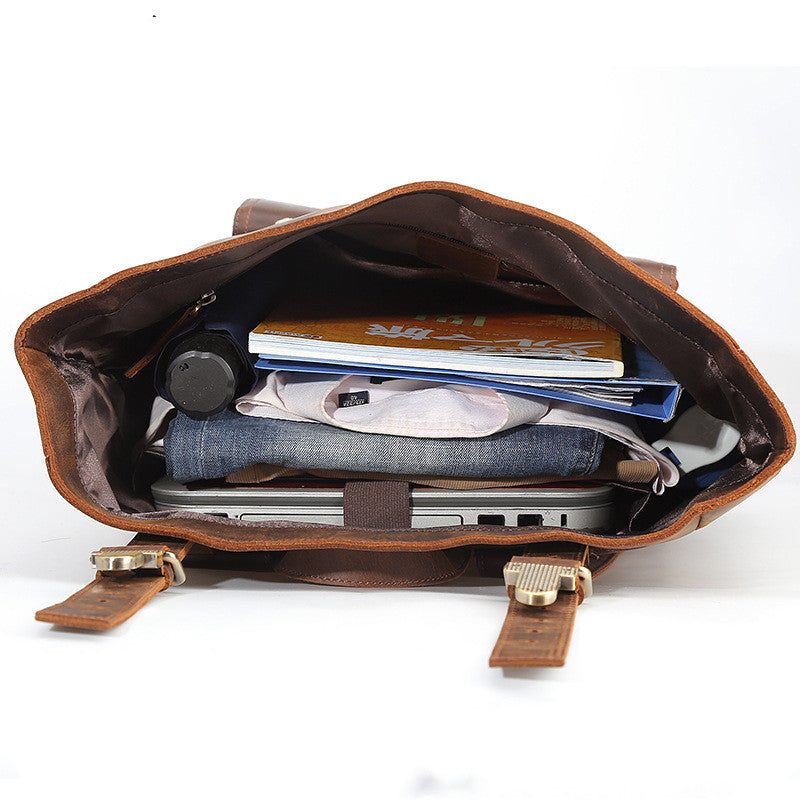 Men&#39;s Crazy Horse Leather Travel Backpack