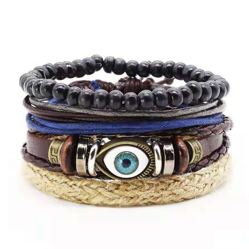 Men&#39;s Leather Vintage Braided Bracelet