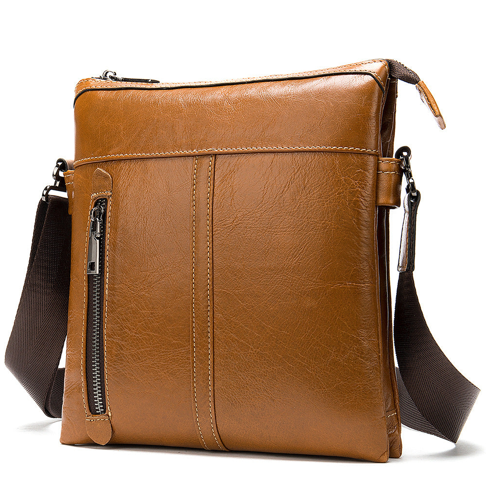 First layer leather casual messenger bag