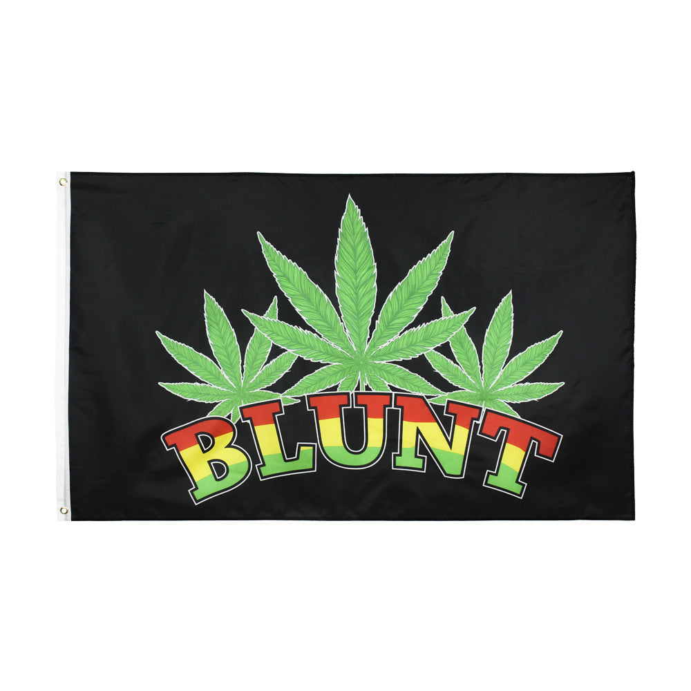 Rectangular Green Leaf Character Blunt Flag