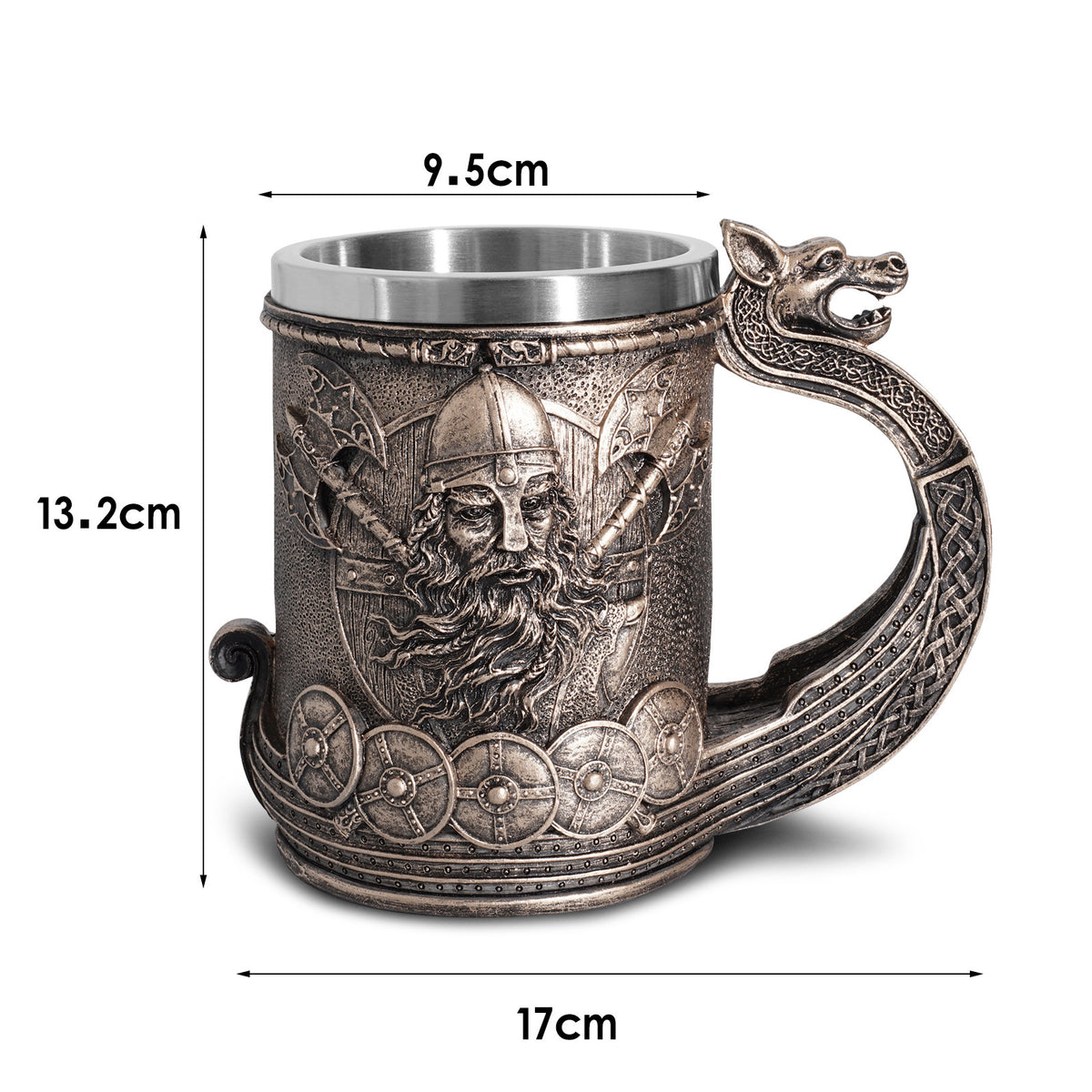 Tableware Viking Stainless Steel Liner Skull Wine Cup Resin