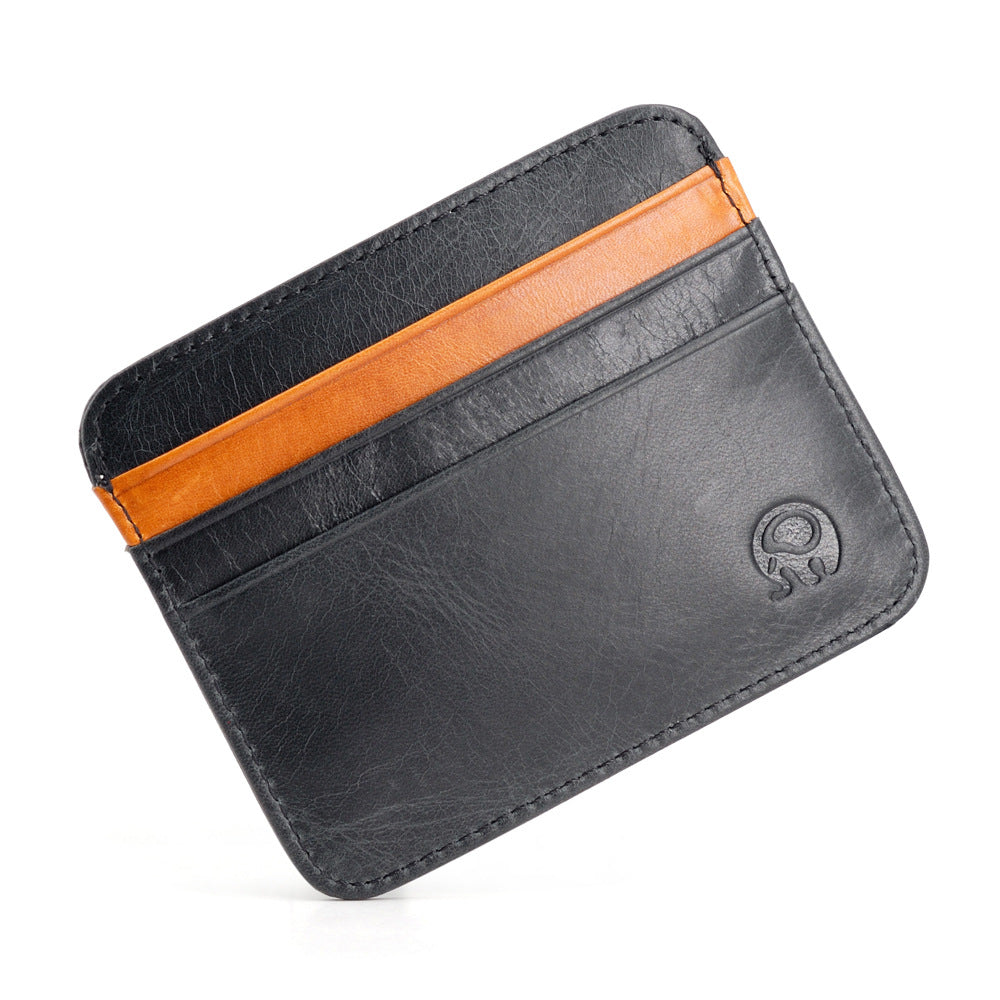 First Layer Cowhide Coin Purse Bus Card Holder