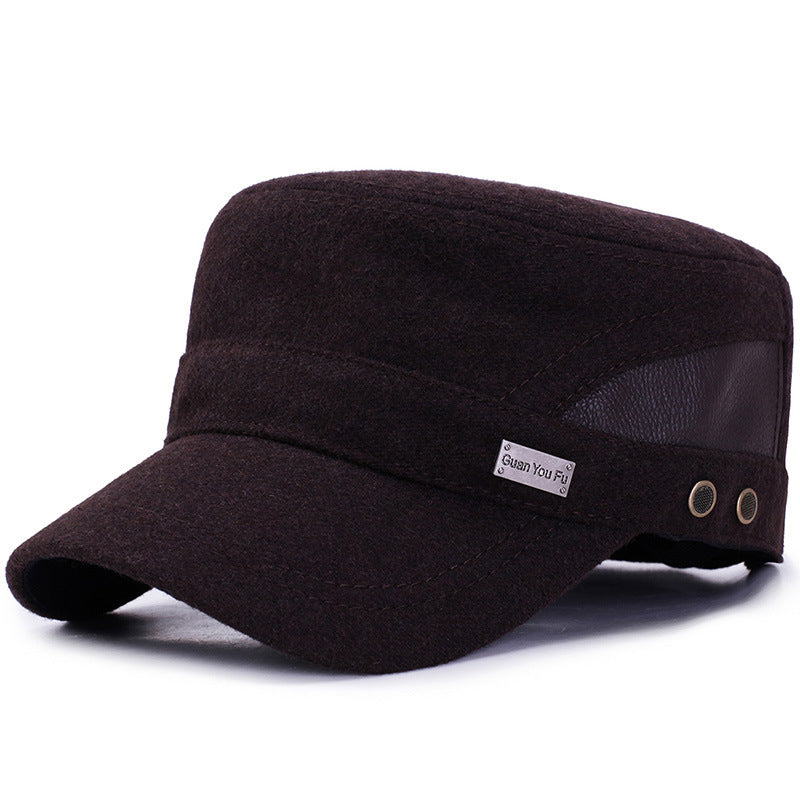 Men&#39;s Warm Woolen Flat Top Hat