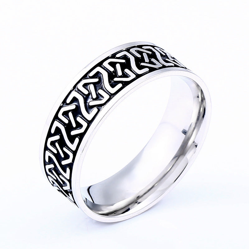 Men&#39;s And Women&#39;s Simple Viking Letter Titanium Steel Ring