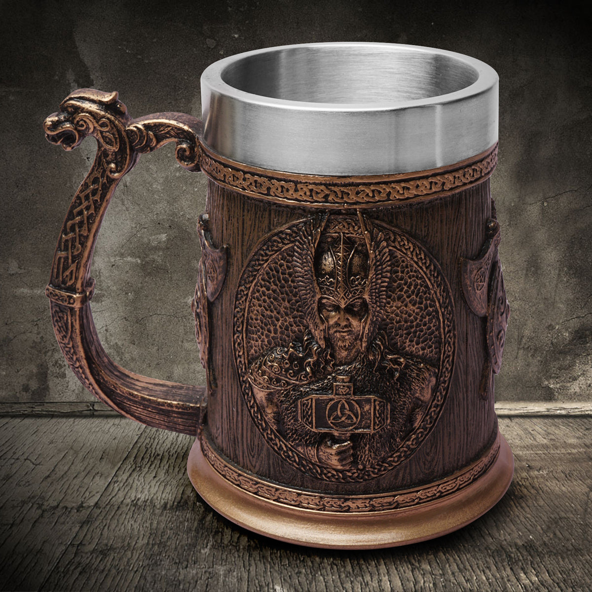 Tableware Viking Stainless Steel Liner Skull Wine Cup Resin