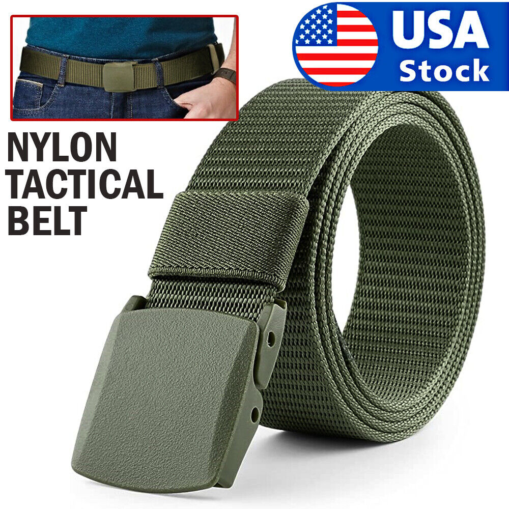 Men&#39;s Plastic Cam Buckle Nylon Canvas Tactical Waistband Webbing Military Belt