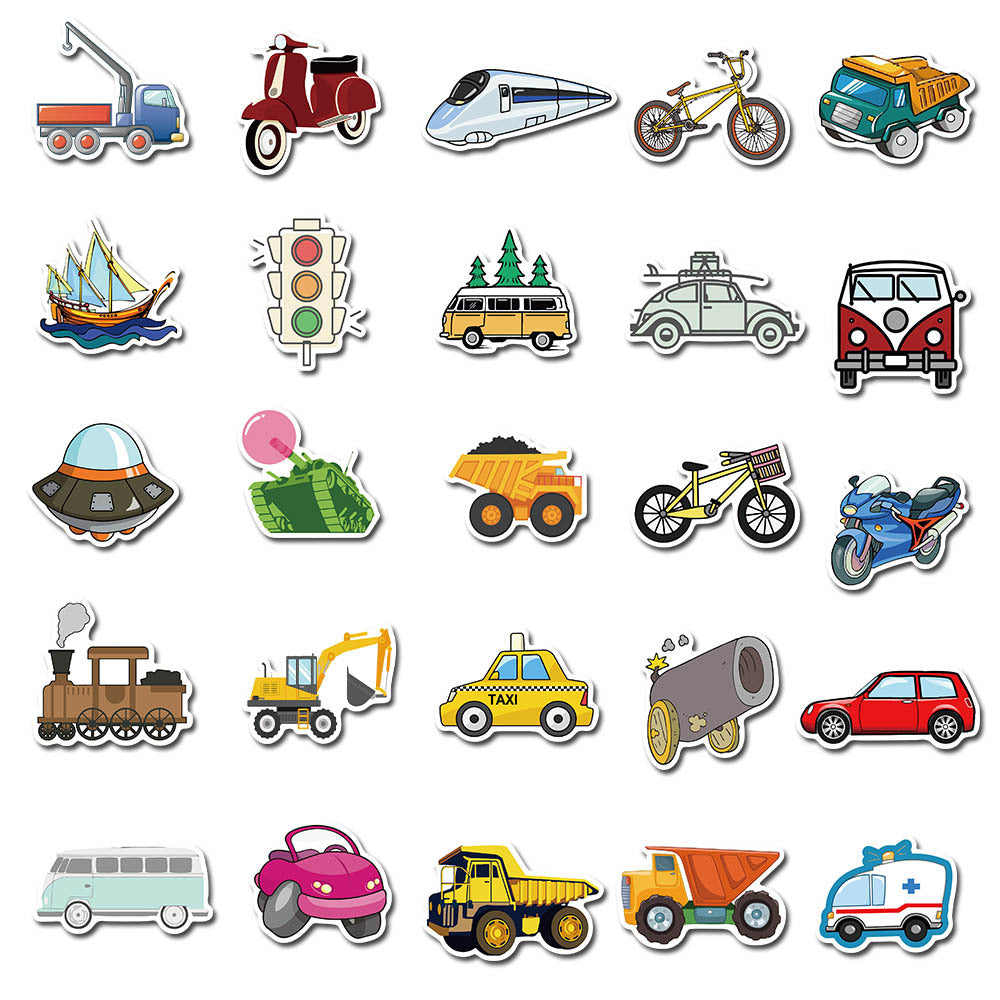 40 Cartoon Car Excavator And Other Vehicles Graffiti Stickers Luggage Laptop Waterproof Stickers