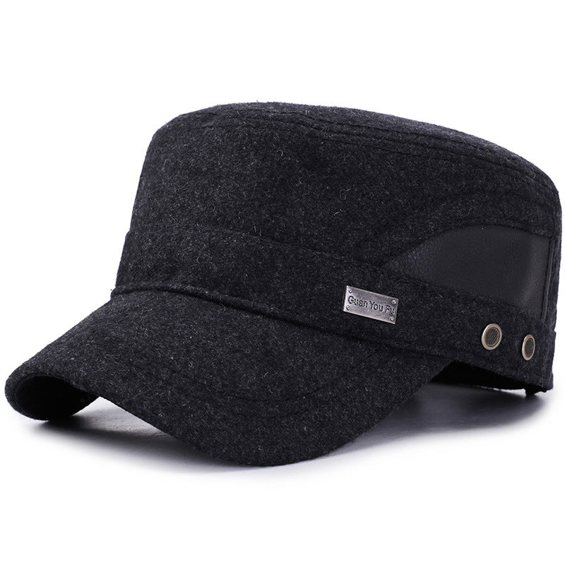 Men&#39;s Warm Woolen Flat Top Hat