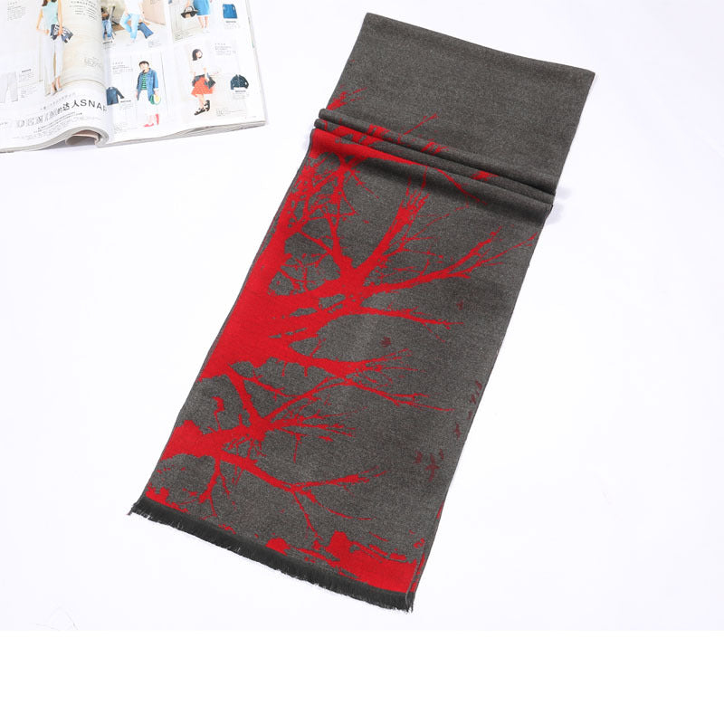 Fortune Tree Men&#39;s Brushed Scarf Autumn And Winter New All-match Scarf