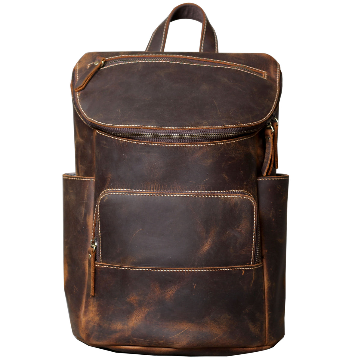 Retro Crazy Horse Leather Backpack For Men And Women